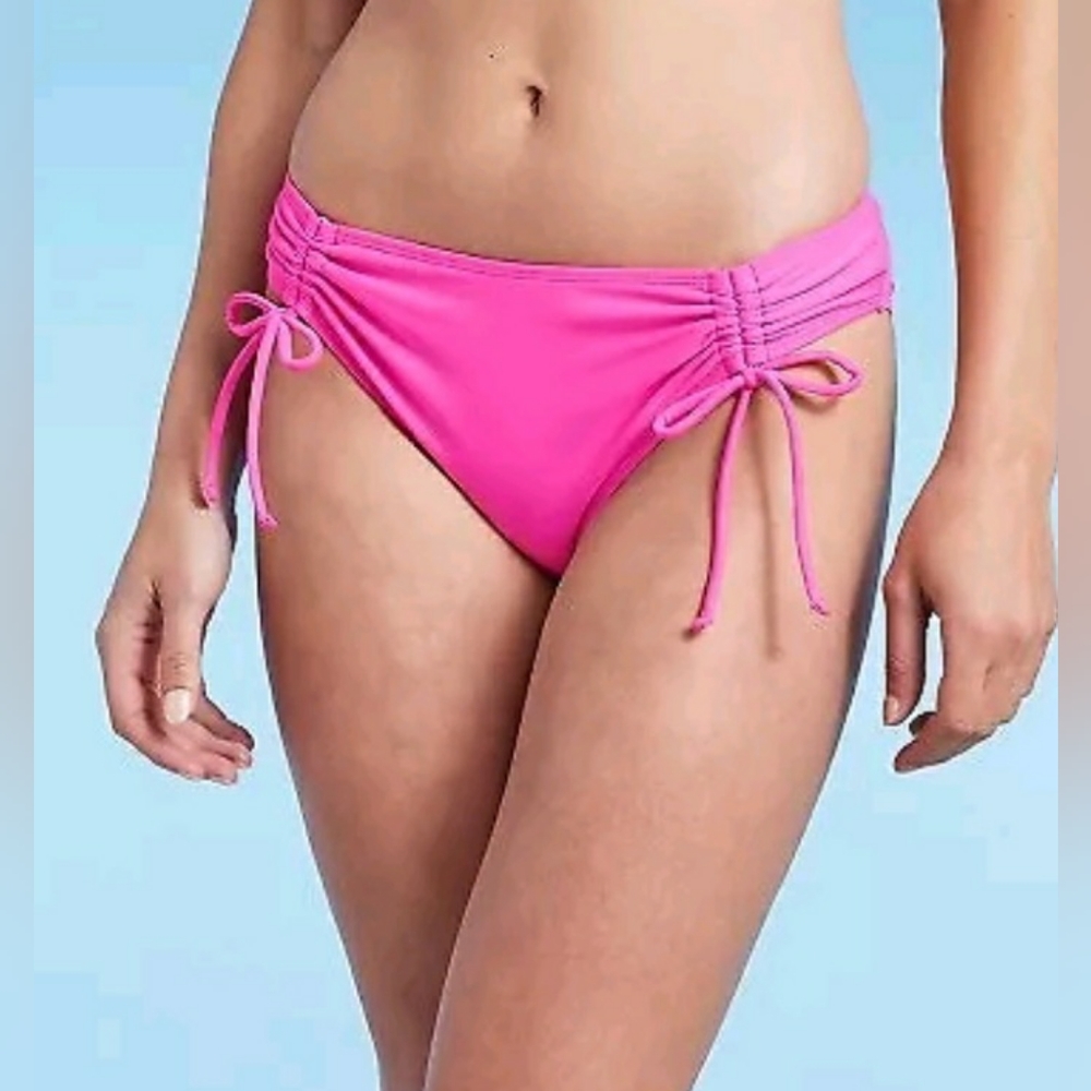 Women's Cinched Side-Tie Hipster Bikini Bottom - Shade & Shore Pink